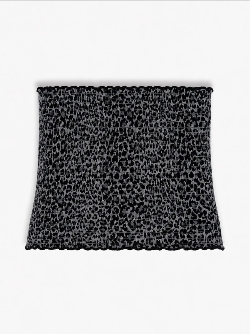 Zenana Outfitters Black Smocked Leopard Tube Top